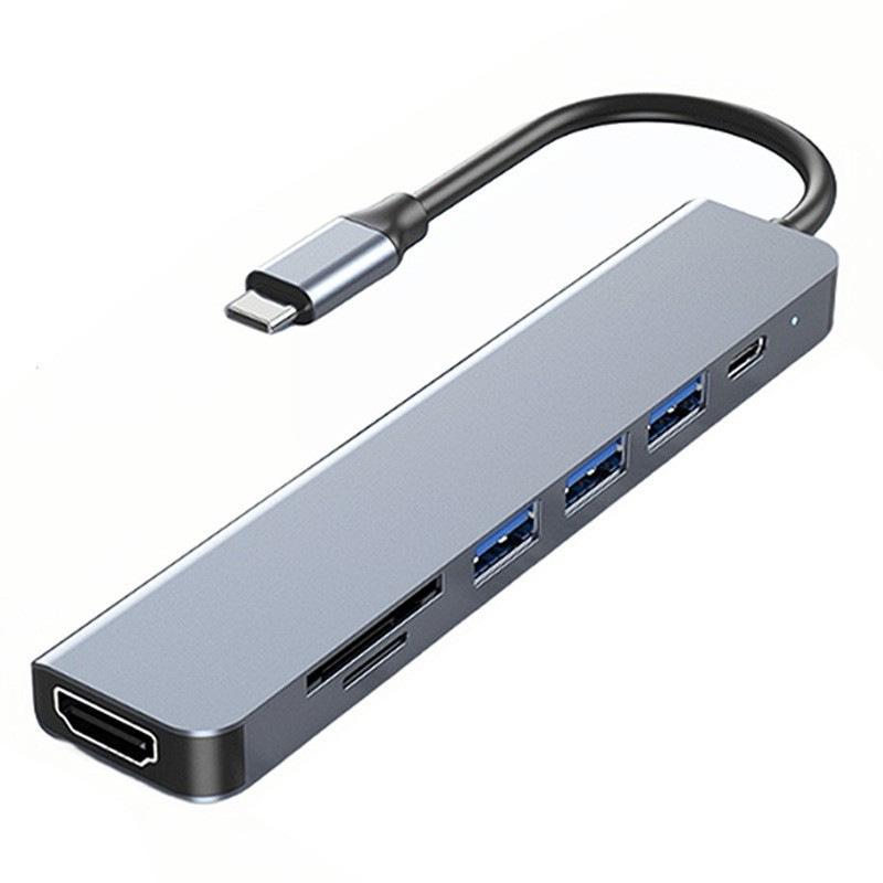 7-в-1 Док-станция Type-C с зеркалированием 4K HDMI, многопортовый концентратор и PD-зарядка