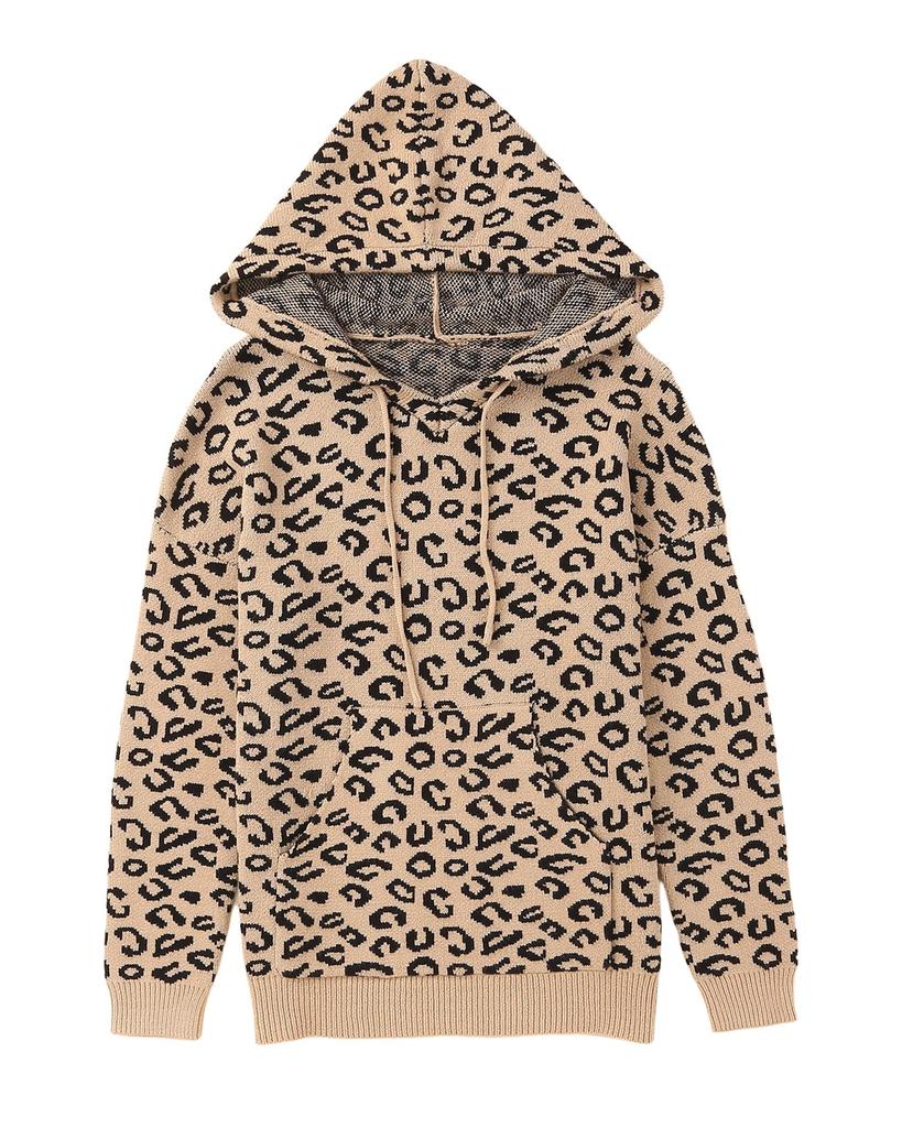 Azura Exchange Леопардовый вязаный худи со шнурком