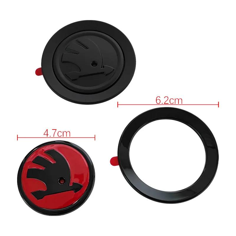WMZW4 ABS Car Interior Steering Wheel Badge Emblem for Skoda Kodiaq Kamiq Karoq Superb Octavia Rapid Rapid Fabia Logo Auto Accessories