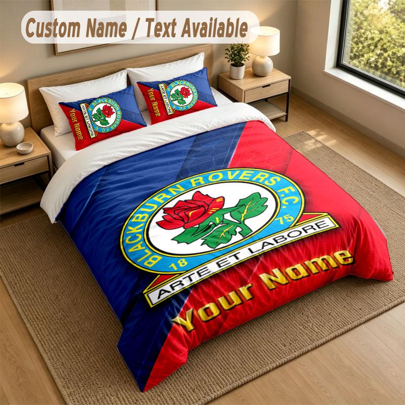 Bedding Set 1 Duvet Cover 2 Pillowcases Blackburn Rovers Football Print Soft Bed Linen Bedroom Decor