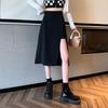 Женская юбка трапециевидной формы с запахом на бедрах и высокой талией, юбка миди с боковым разрезом, офисная женская длинная юбка больших размеров