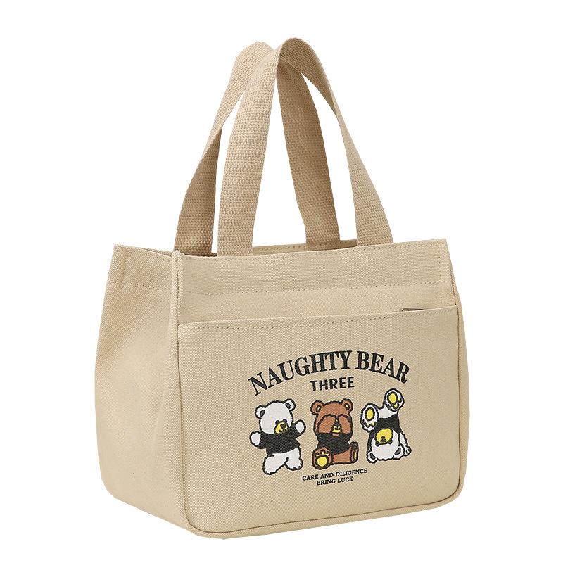 Сумка-тоут из холста с милым мультяшным принтом и универсальным рисунком для офисного работника