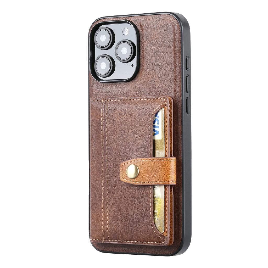 For iPhone 16 Pro Max Card Holder PU Leather+TPU Kicsktand Phone Cover