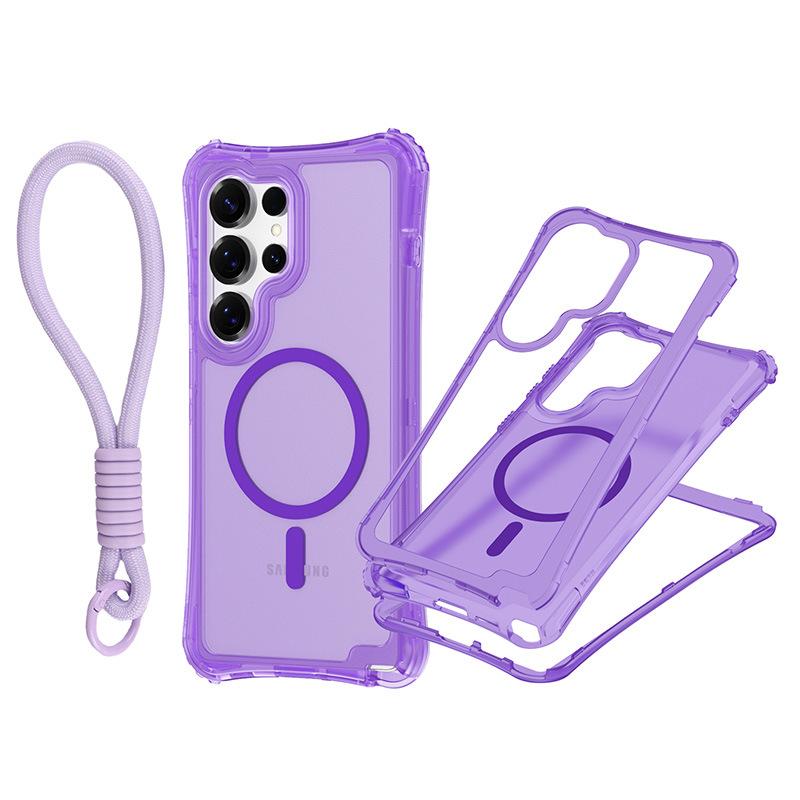 Магнитный чехол-накладка три-в-одном для мобильного телефона Samsung S25 ULTRA с ремешком, приятный на ощупь