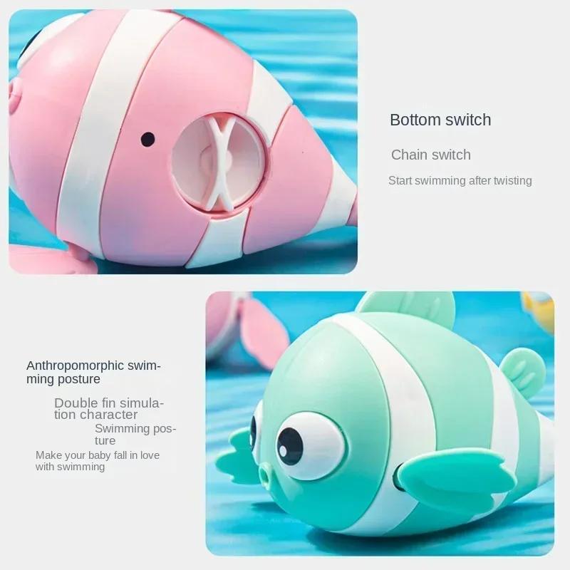 Bath Playthings Cute Swimming Clown Fish Bath Toy ideal for Toddlers Floating Wind Up Playthings ideal for Boy Girl Latest Born Infant Bathtub Baby