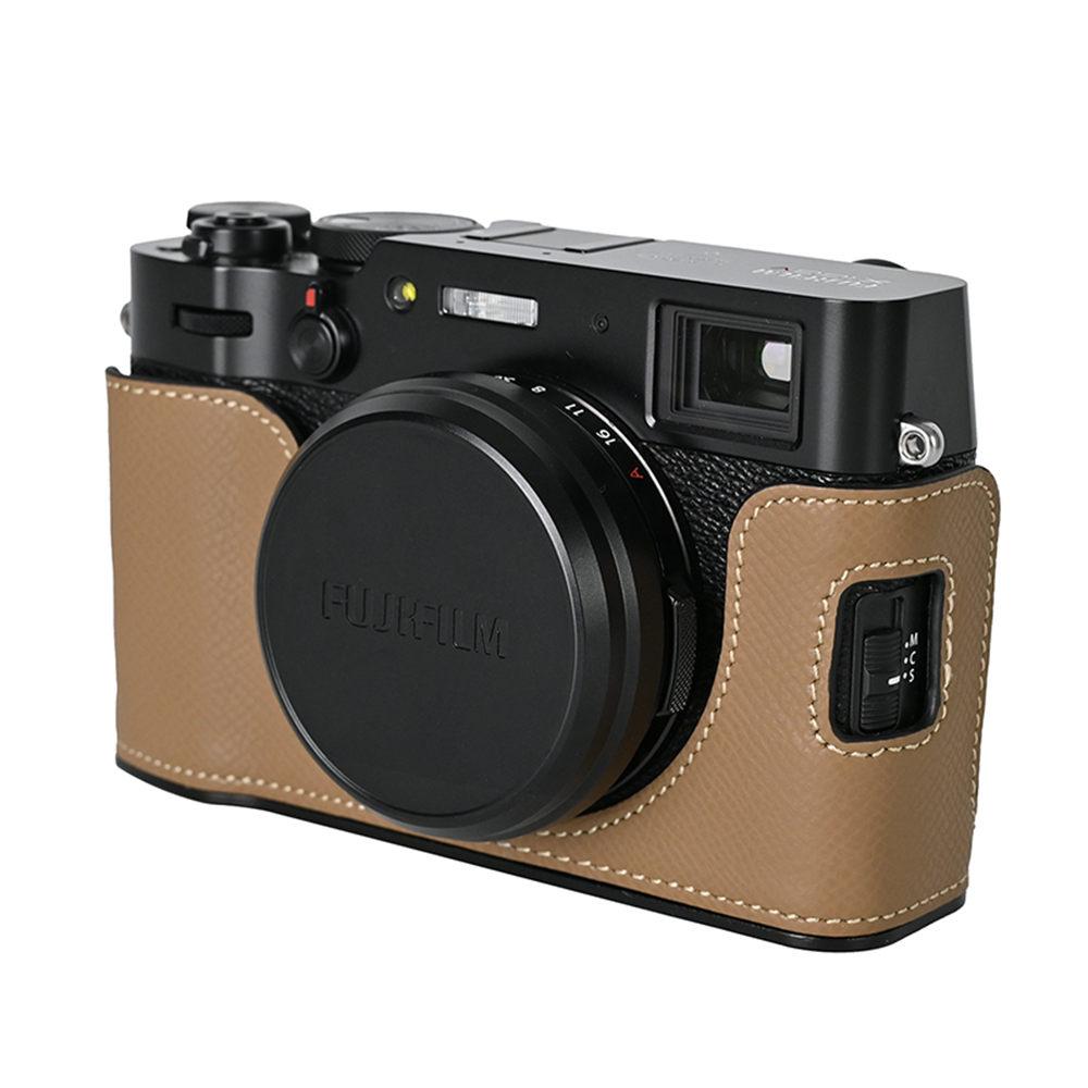 Aluminum Metal Camera Bag Genuine Leather Half Body Case For Fujifilm X100V Fuji X100v Battery Opening Bottom Cover