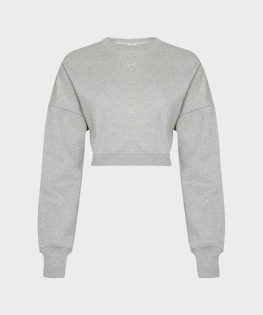 MARINE SERRE (W) Moon Logo Fleece Crop Sweatshirt Grey Moon Logo Fleece Cropped Sweatshirt Gr50 Grey