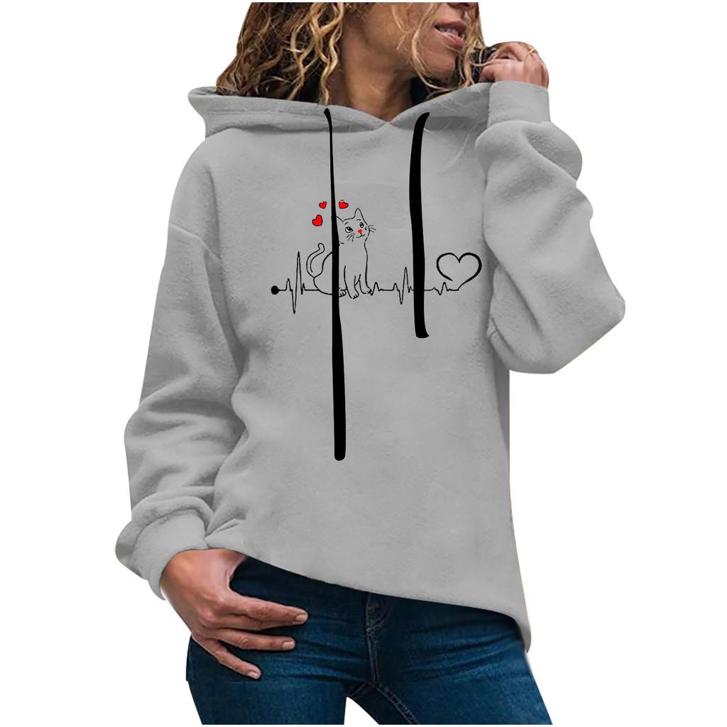 Женская мода, повседневная толстовка с капюшоном и забавным принтом, свободные спортивные топы, пуловер