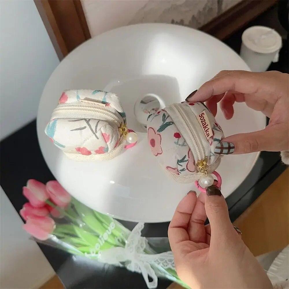 Мини-кошелек для монет, милый маленький цветок, сумка для хранения монет, маленький кошелек, держатель для ключей, подвеска, сумка для наушников