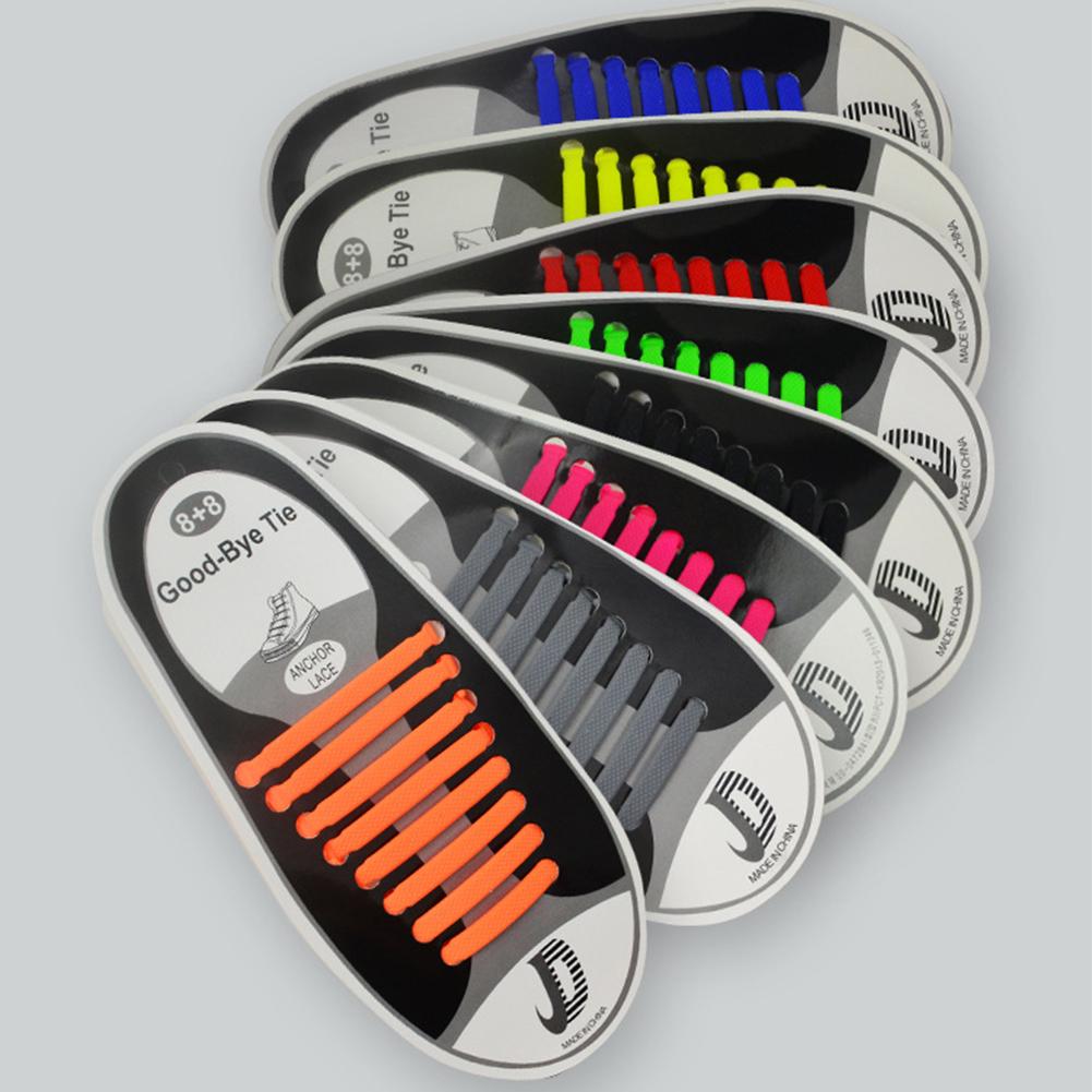 Sport Men 16pcs/set Elastic Multicolor Teen Women Silicone Shoelaces Boys Girls  Supply