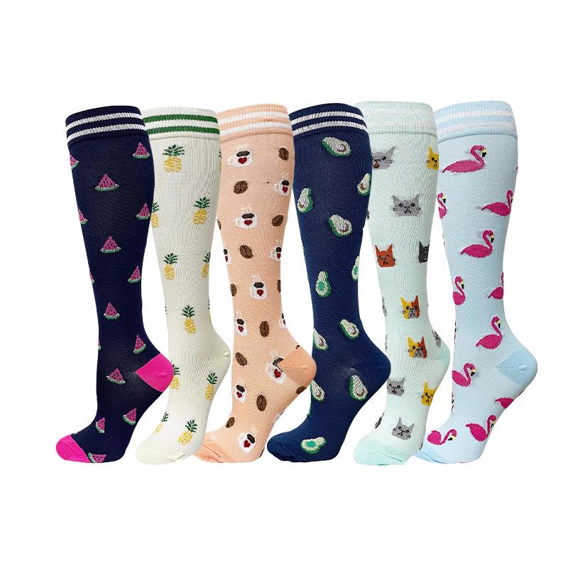 Осенние женские европейские и американские спортивные компрессионные гольфы до колена, высокоэластичные утягивающие гольфы для икр