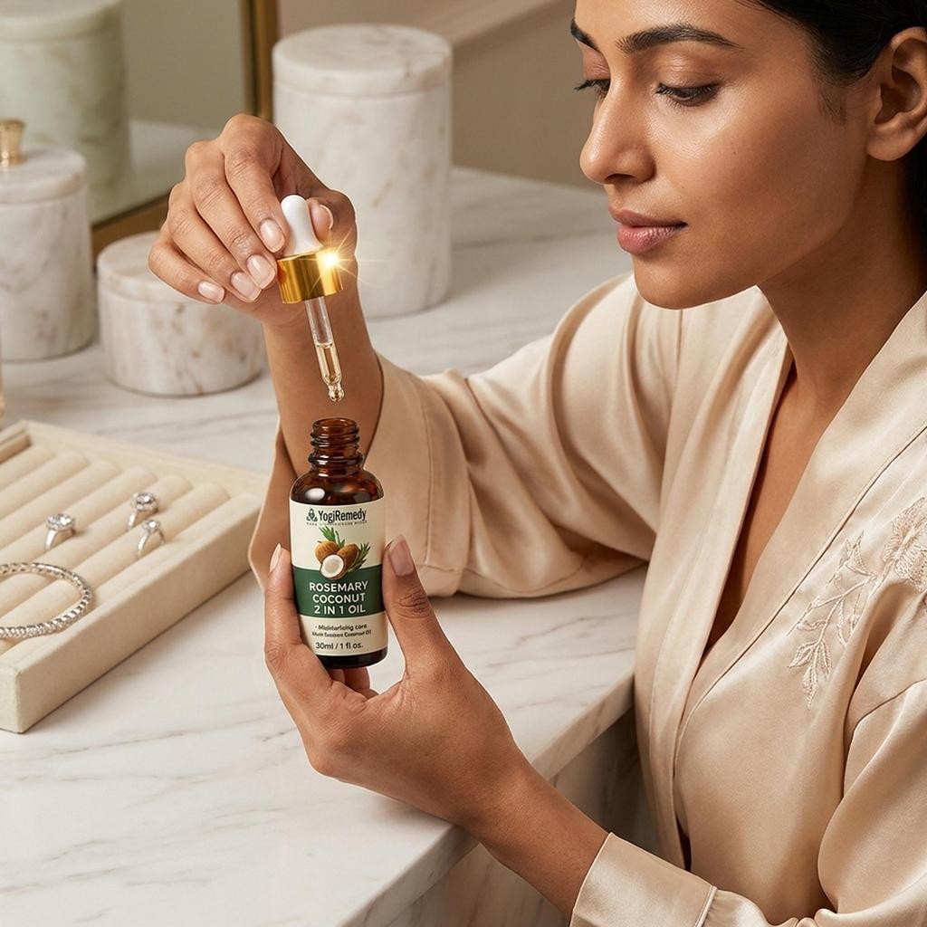 Natural Rosemary Coconut 2-in-1 Oil | Moisturizing Multi-Purpose Essential Oil 30ml, Pack 2