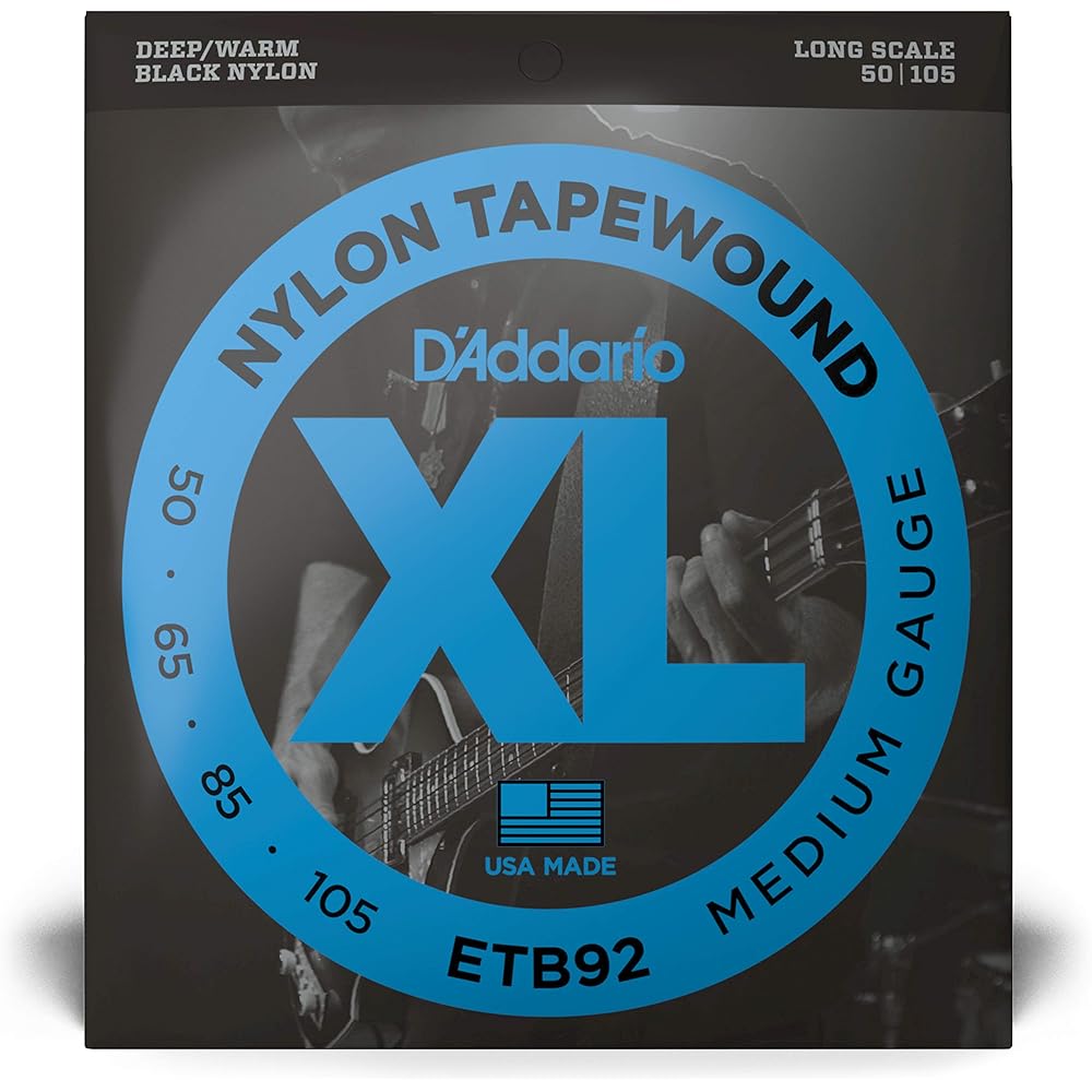 D'Addario ETB92 Черные Басовые Струны с Нейлоновой Обмоткой, Длинные, .050-.105мм [Официальный Японский Продукт]
