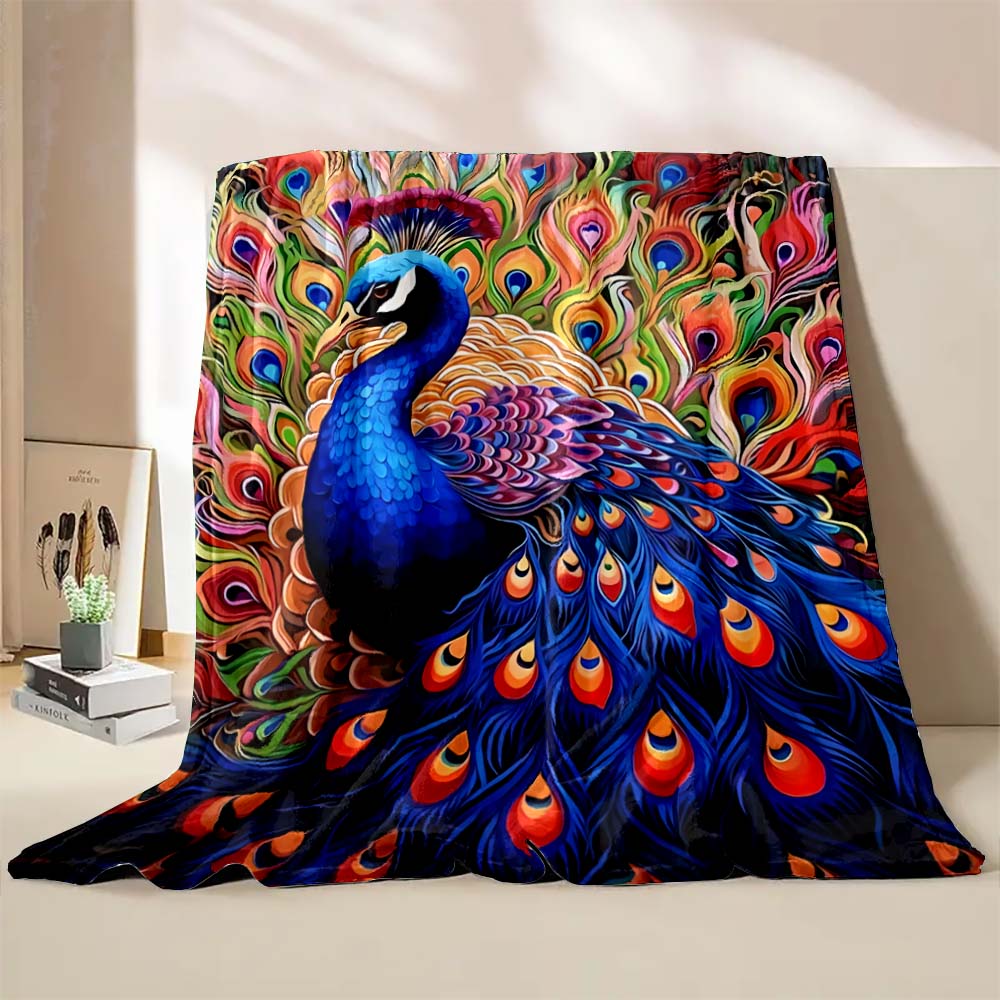 6 Sizes Peacock Art Print Blanket Warm Soft Comfortable Home Travel Blanket Sofa Office Bedding Throw Blanket Gift Large Size