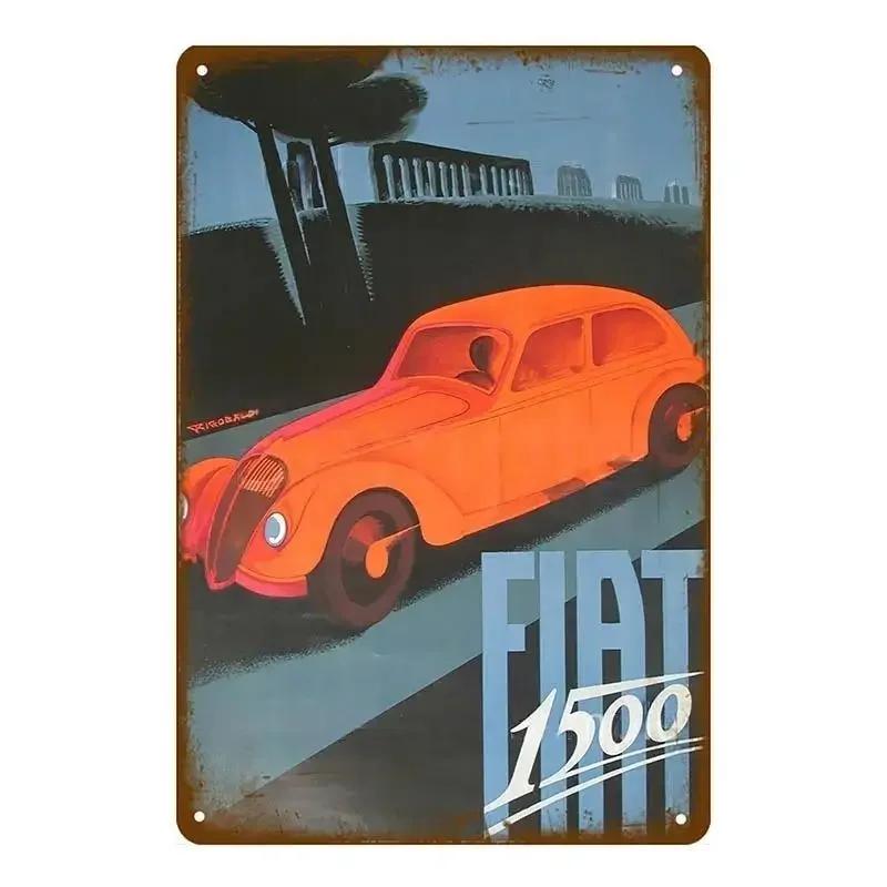 Классический Fiat 500 Винтажные Металлические Жестяные Таблички Металлический Постер Настенный Декор Постер Кафе Бар Паб Домашний Настенный Декор Авто Металлическое Художественное Постер