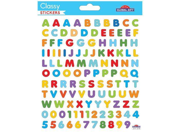 120 Autocollants - Alphabet &amp; Chiffres - Multicolores