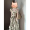 Retro Black and White Polka Dot Hollow Small Flying Sleeve Dress Gentle Temperament Beautiful Unique Waist a Word Long Dress