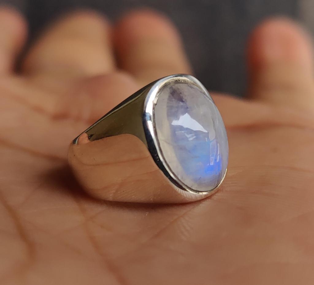 Rainbow Moonstone Ring, Signet Ring, Oval Shape Gemstone, 925 Solid Sterling Silver, Mens Ring, Women Ring