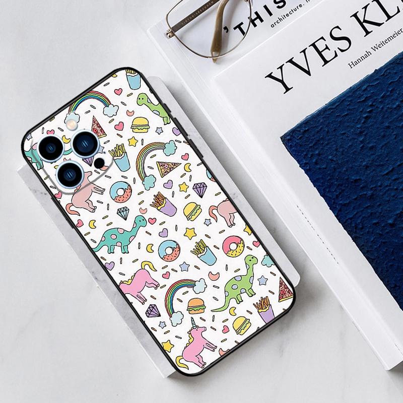 Dinosaur Pattern Case For iPhone 17 Air 14 13 12 11 15 16 Pro Max Mini 15 16 Plus 16e Funda Silicone Cover