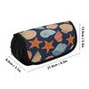 Pencil Case 300D Polyester Double Layer Double Zipper with Two Compartments for Pens Ruler Scissors and Earphones for Students