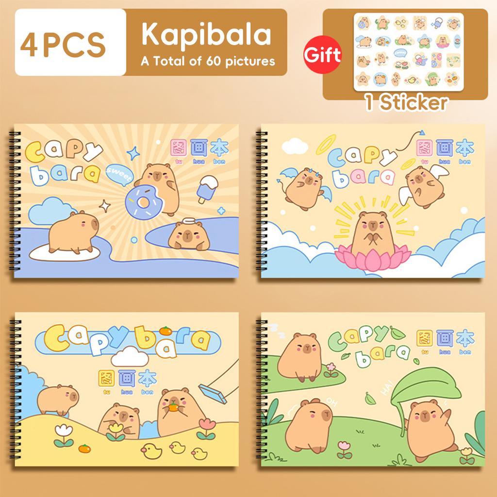 1pcs Kawai Capybara Picture Book A4 Thickened 50 Sheets of Paper Children's Blank Sketch Art School Students' Drawing Supplies