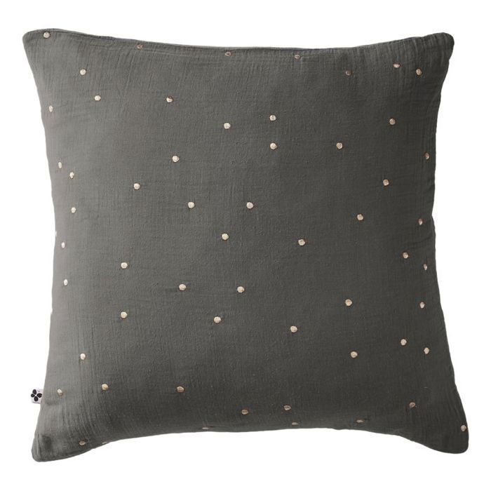 Golden Polka Dot Decorative Pillowcase "Gaïa Chic" 60 X 60 Cm &; 50 X 70 Cm "Cotton Gauze" - Gaïa Chic Granit - 60 X 60 Cm