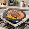 Family Size Outdoor Cooking Pan Electric Smokeless Grill, Nonstick Griddle, Korean BBQ Meat Roaster Quick Heat Conduction with Handle, Round