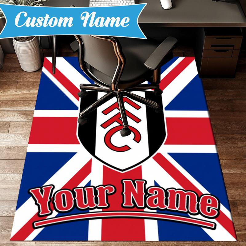 Custom Name Fulham Emblem Carpet Non-Slip Area Rug, Durable Polyester, Ideal for Living Room, Bedroom, Entryway, Decorative Gift
