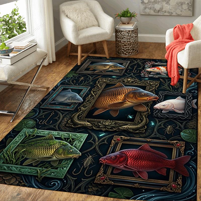Fish Fantasia Pattern Rug Floor Mat for Living Room or Bedroom Soft and Comfortable Carpet a Gift for Birthday and Holiday.