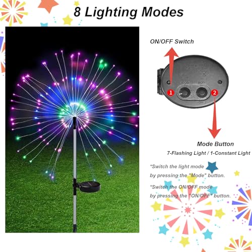 Solar-powered LED firework light color 4PCS