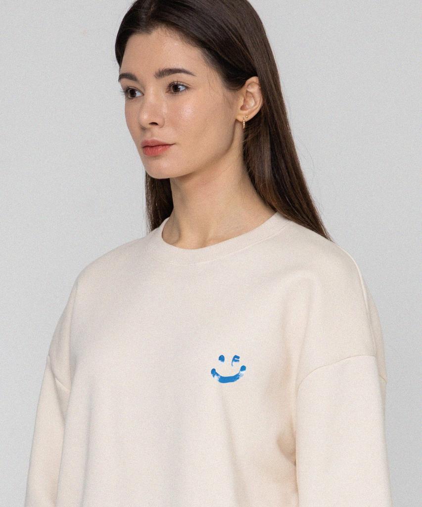 GRAVER [Unisex] Sky Cloud Drawing Smile Sweatshirt_Cream