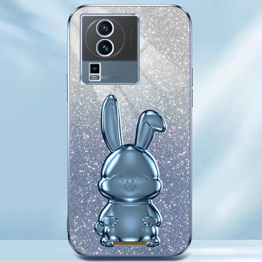 For vivo iQOO Neo7 5G Cartoon Rabbit Protective Case Mobile Phone Cover with Kickstand