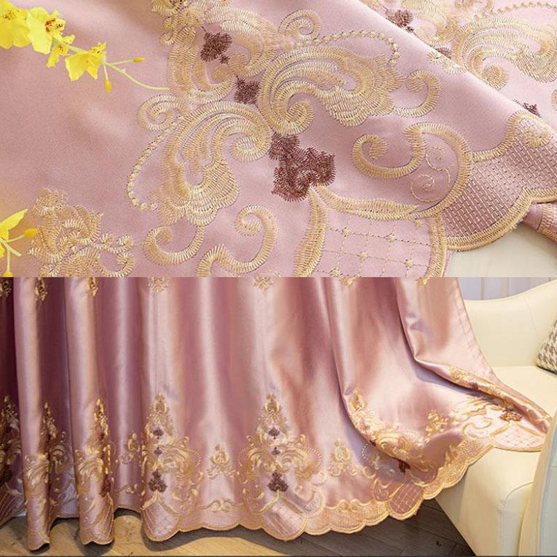 European Style Curtains Thickened Embroidered Curtains Bedroom Full Blackout Insulation Living Room Bay Window Curtain Rod
