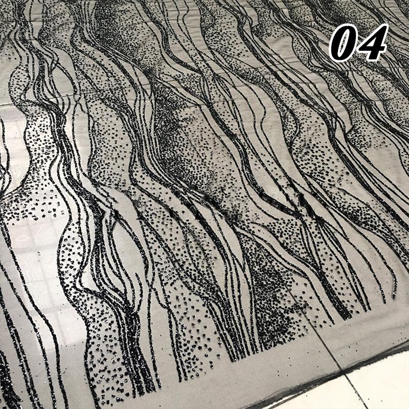 Ткань кружево с пайетками и блестками, Железное бронзирование, Волнистый узор, Полиэстер, Свадебная, Вечерняя ткань для платья, Текстиль для DIY