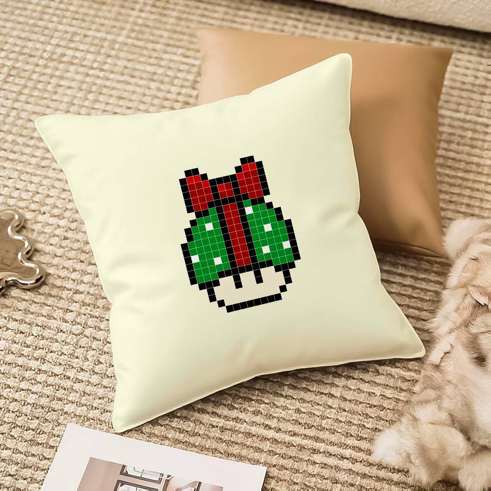 M-Mushroom Christmas Outfit Pillow Case Sofa And Living Room Decorative Cushion Covers Dust-proof And Mite-proof Invisible Zippe