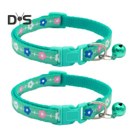 2 шт. ошейник для домашних животных с колокольчиком, цветочный дизайн, ошейник для кошек с пряжкой, регулируемый ошейник для щенков, маленьких мальчиков, девочек, котят, собак, маленьких животных