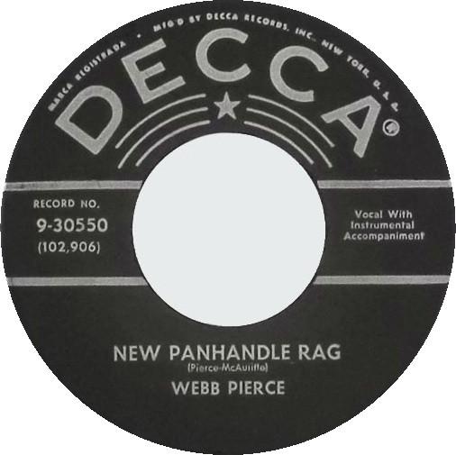 7-дюймовая пластинка WEBB PIERCE New Panhandle Rag 930550 Decca 1958 US CountryFolk Б/у