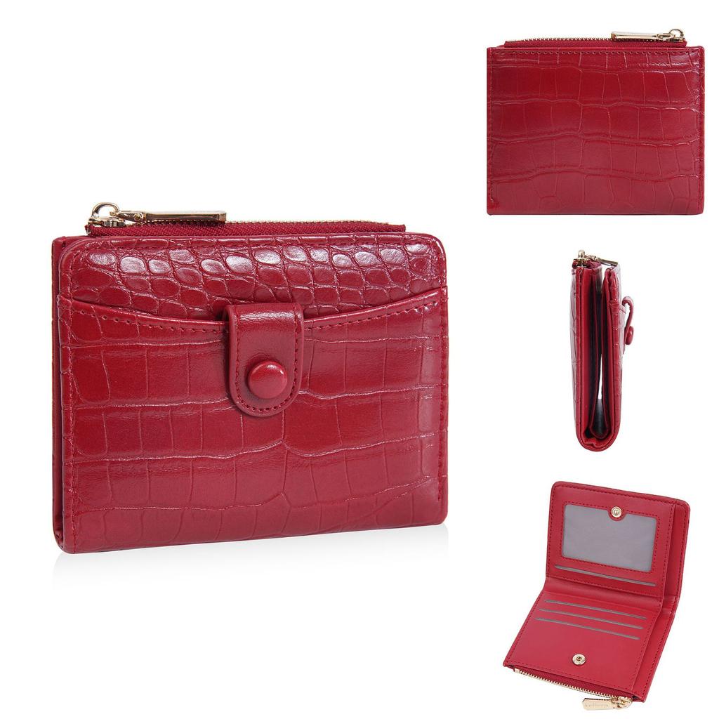 Женский короткий кошелек Корейский кошелек с каменным узором Двухскладной кошелек Сумка для мелочи на молнии