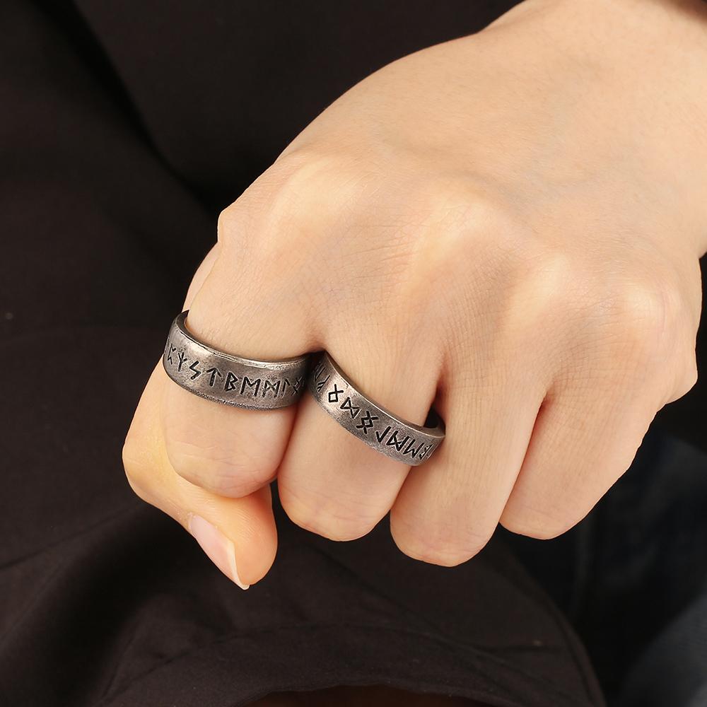Модный стиль для мужчин, двойные буквы, рунические слова, Один, скандинавский викинг, амулет, ретро-кольца, ювелирные изделия