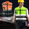 Men Women High-Visibility Reflective Vest Stand Collar Sleeveless Multi Pockets Design Waistcoat Clear ID Pocket Pen Holder Vest Coat