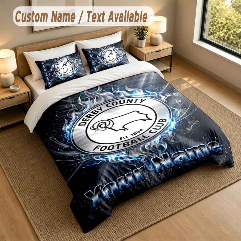 Bedding Set 1 Duvet Cover 2 Pillowcases Derby County Print Soft Bed Linen Bedroom Decor