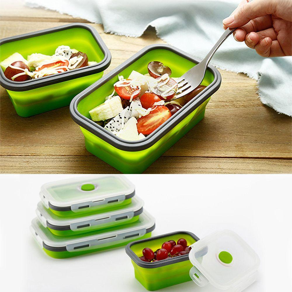 Portable Household Kitchen Folding Lunchbox Picnic Boxes Silicone Food Container Collapsible Bowl