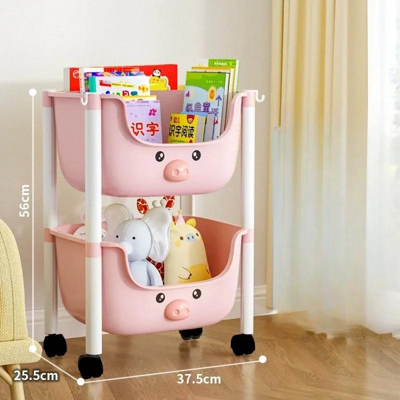 Тележка для хранения закусок Мультяшная стойка для хранения Стойка для хранения игрушек Удобная стойка для хранения книг Передвижная простая тележка для хранения Домашнее хранение