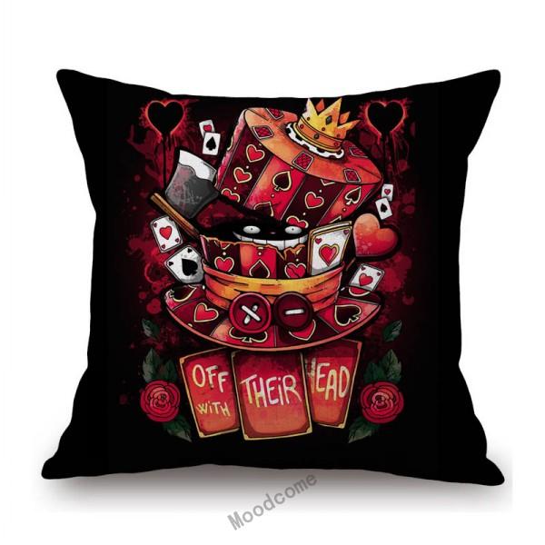 Alice Wonderland Mad Hatter Cartoon Art Tea Time Cartoon Sofa Throw Pillow Case Cotton Linen Car Bench Chair Cushion Cover