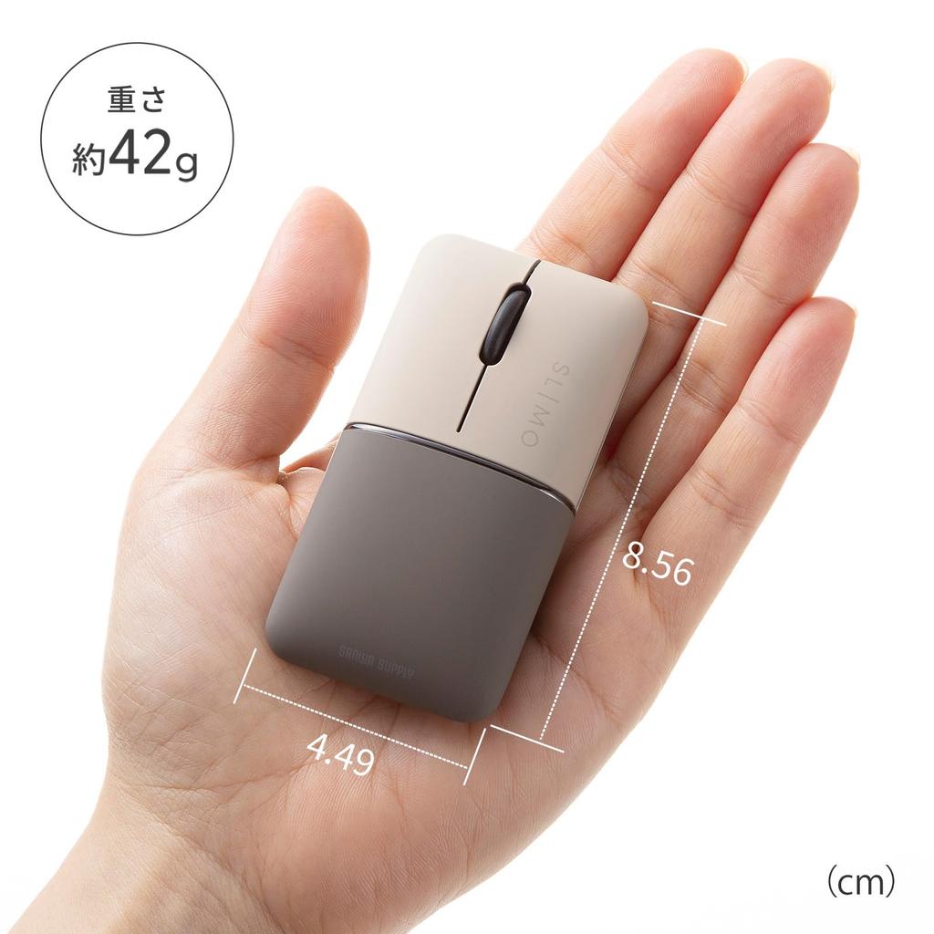 SANWA SUPPLY Бесшумная беспроводная мышь с синей светодиодной подсветкой, тонкая SLIMO/бежевая (перезаряжаемый) MA-WBBS310BG