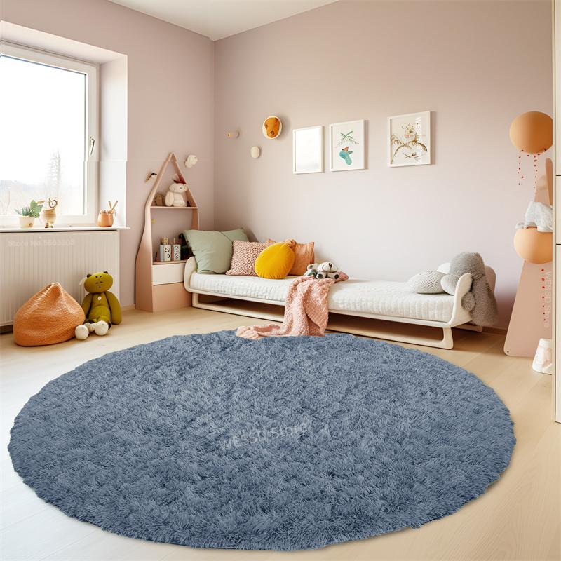 Plush Round Carpet Fluffy Soft Shaggy Rug For Bedroom Chair Mat Bathroom Mat Cute Girl Room Beside Mat 23 Colors Home Decoration