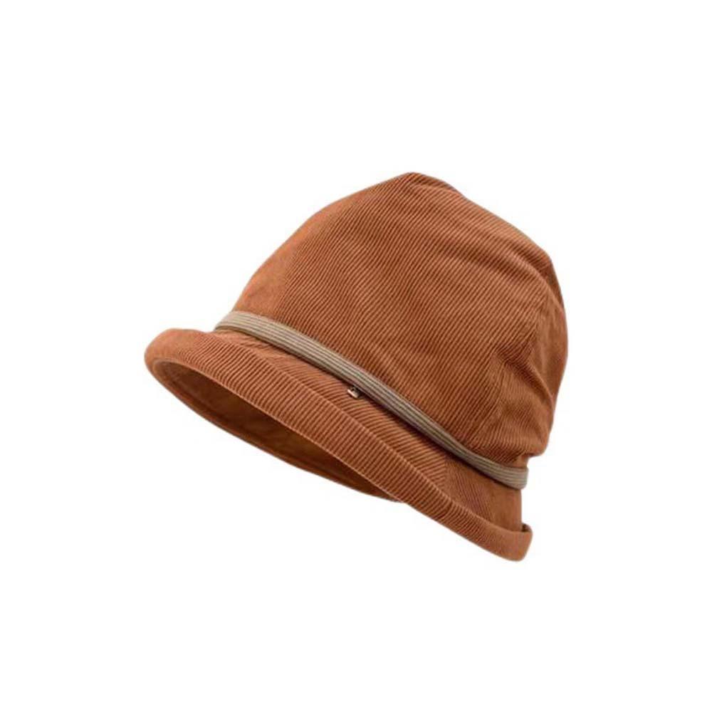 Temperament Corduroy Pullover Cap Solid Color Anti-cold Bucket Hat Winter Fisherman Hat  Daily