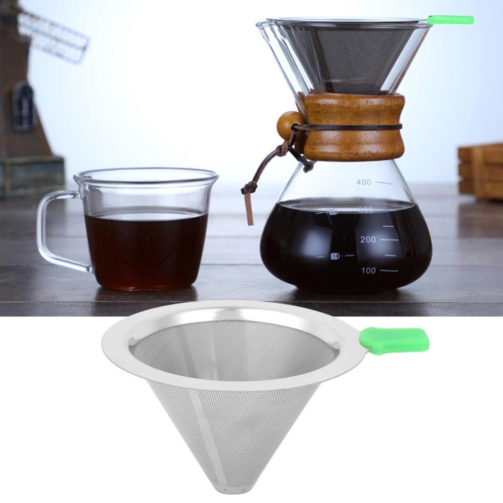 Fine Mesh Reusable Coffee Funnel Stainless Steel Drip Coffee Maker Pour Over Coffee Brewing