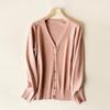 Spring & Autumn Women's V-Neck Knit Cardigan - Long Sleeve Short Sweater Jacket
