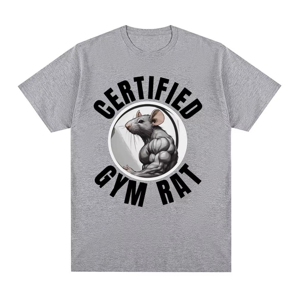 Сертифицированная футболка 'Gym Rat' Pump Cover Фитнес Мышь Унисекс Одежда Графические Футболки Унисекс Хлопок Большемерные Футболки с коротким рукавом